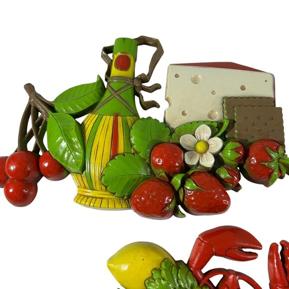 Vintage 70s Dart Industries Kitchen Wall Hangings 3D Mushrooms Lobster Onions - Picture 2 of 16